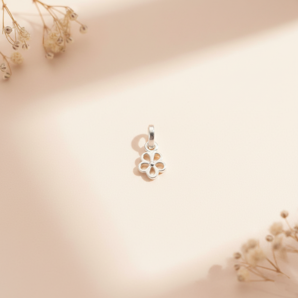 Floral Design Silver Pendant Charm