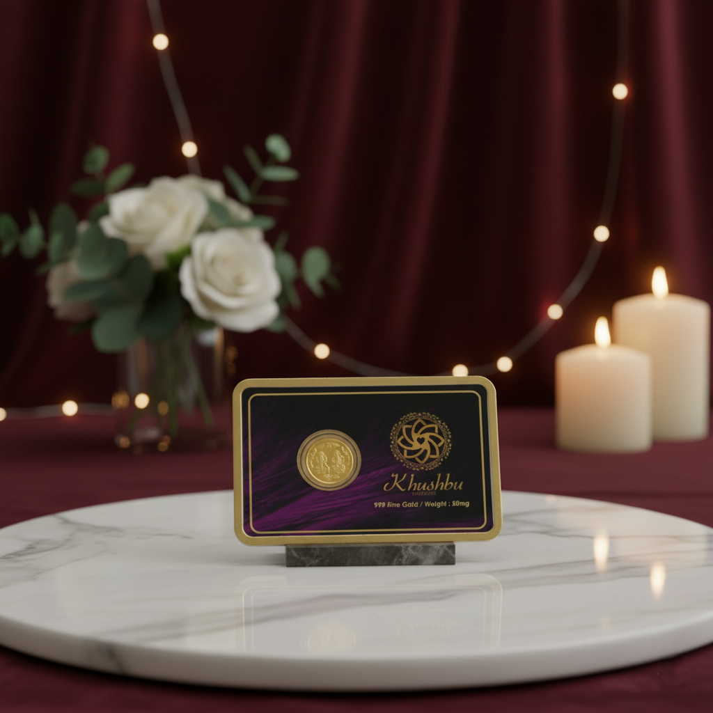 50mg Pure Gold Foil Coin 999 Fine Gold khushbu jewellers