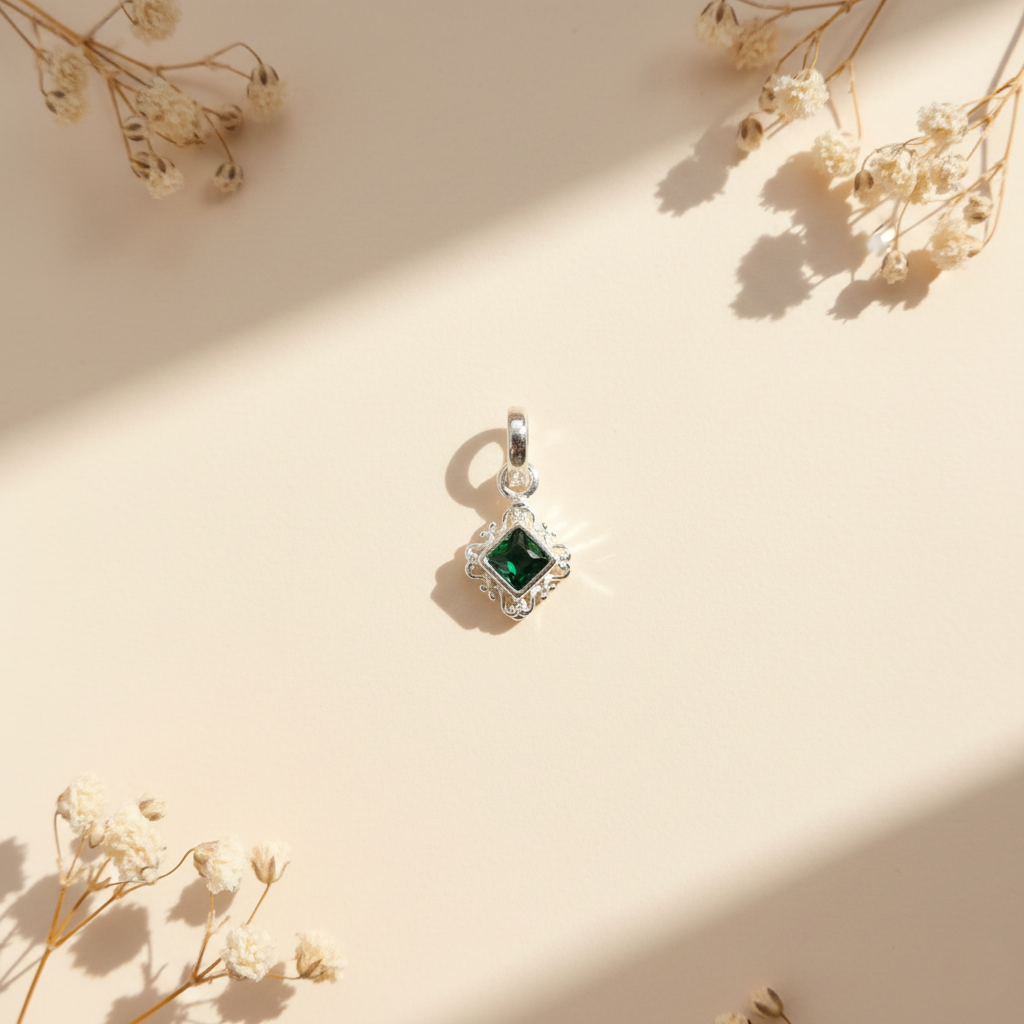 Square Stone Silver Pendant