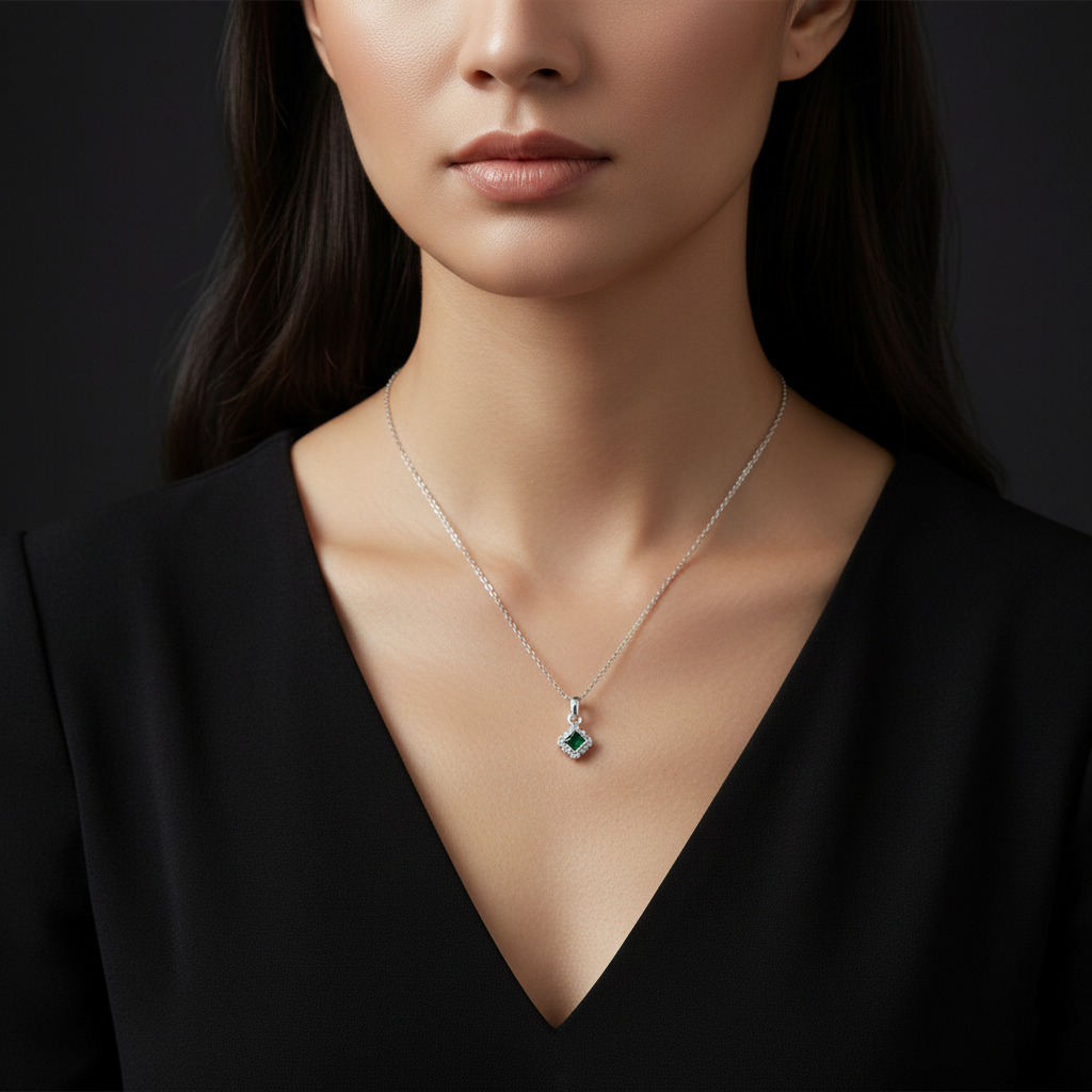 Square Stone Silver Pendant
