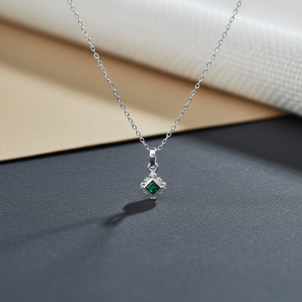 Square Stone Silver Pendant