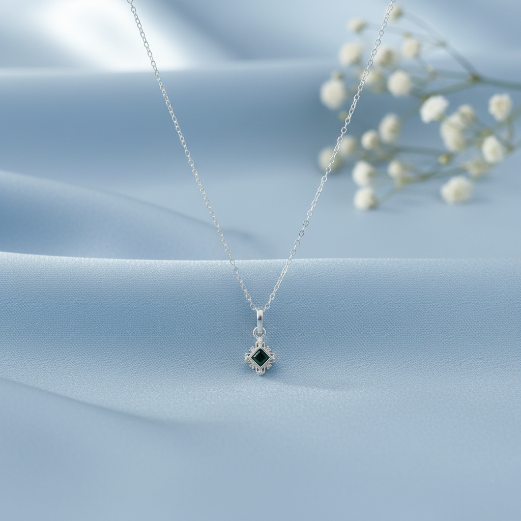 Square Stone Silver Pendant