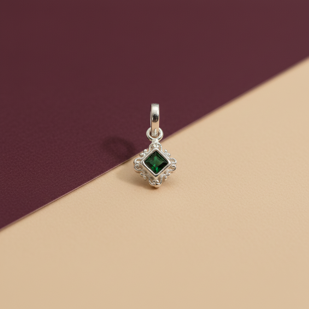 Square Stone Silver Pendant
