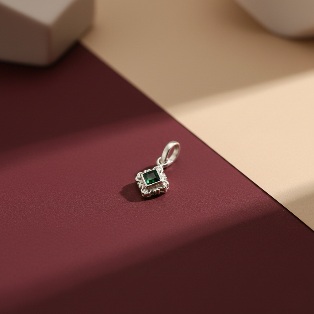Square Stone Silver Pendant
