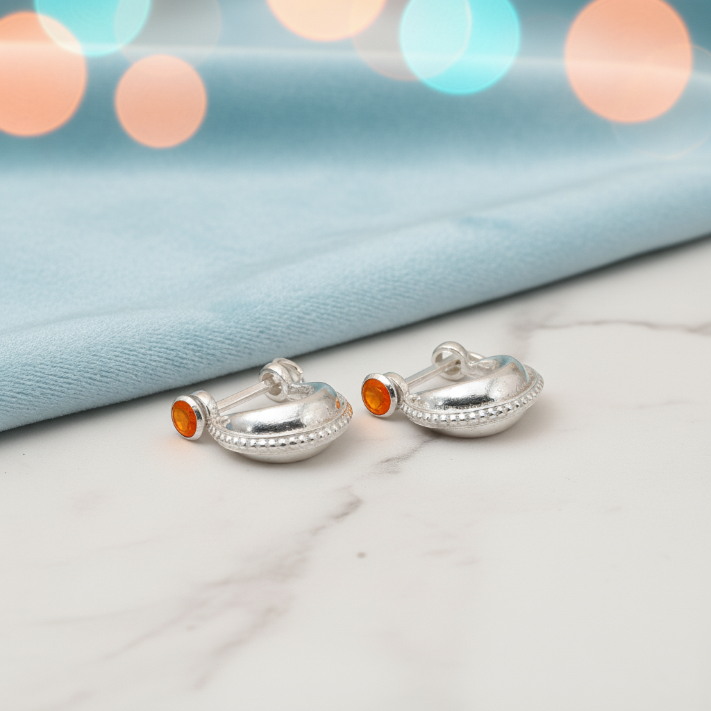 Handcrafted Silver Bali Stud Earrings for Boys
