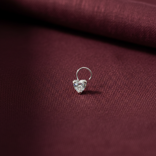 Heart Shape Diamond Nose Pin for Women