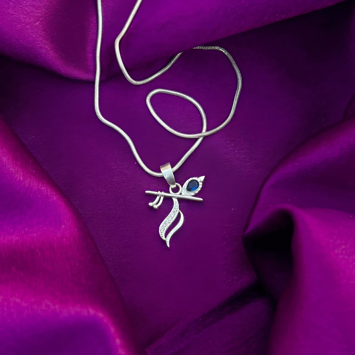 Silver Flute Pendant Intricate Modern Design