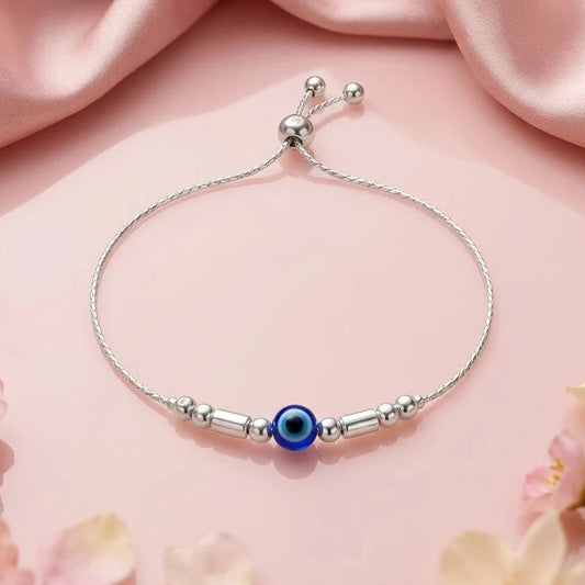 Minimalist Silver Evil Eye Bracelet