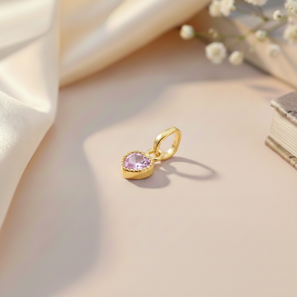 Heart Shape Pendent & Chain (Gold Polish)