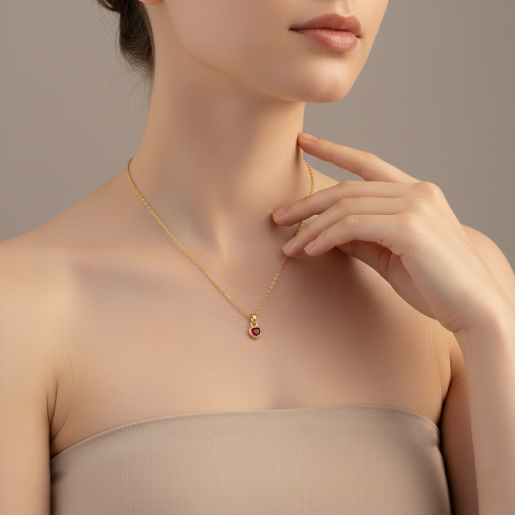 Heart Shape Pendent & Chain (Gold Polish)