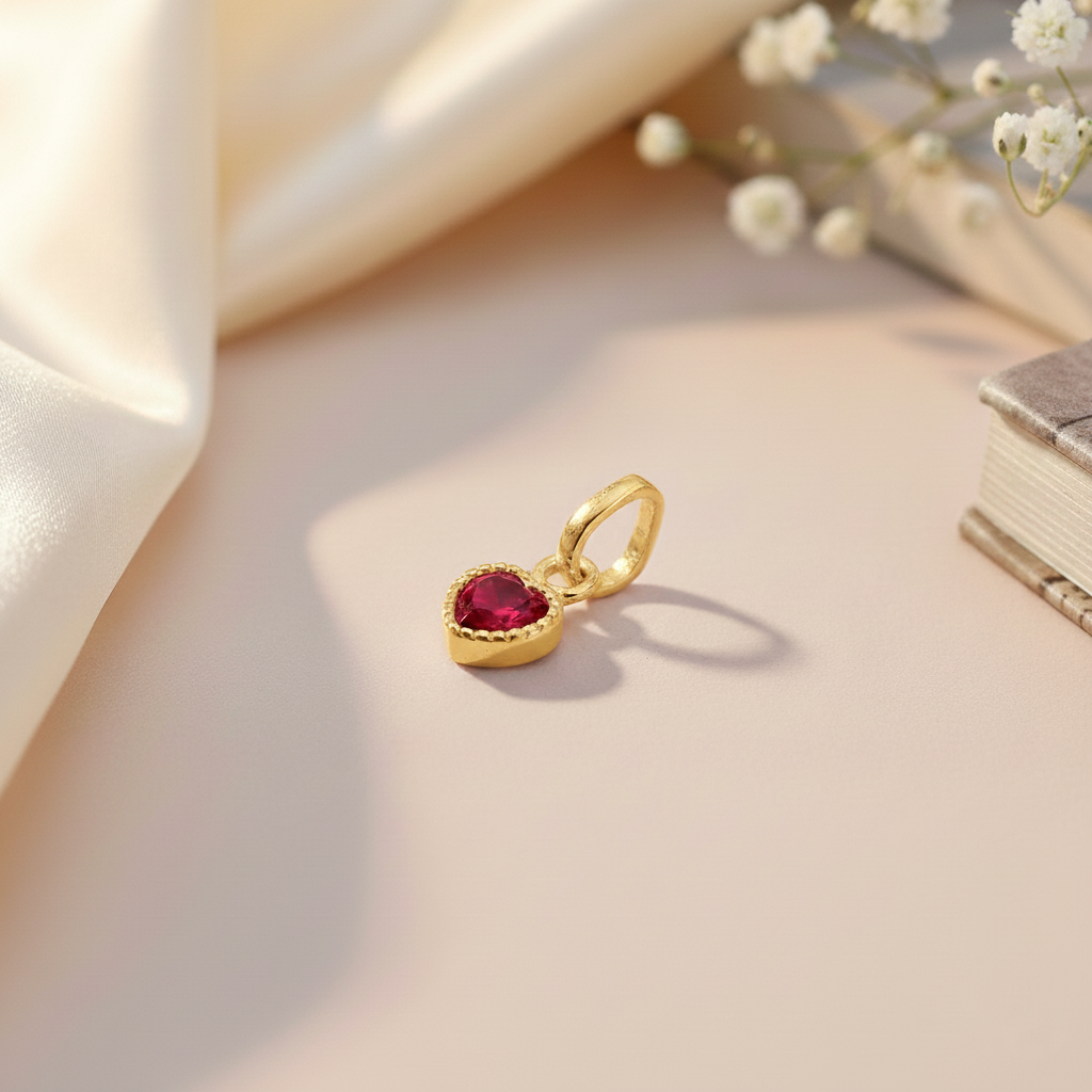 Heart Shape Pendent & Chain (Gold Polish)