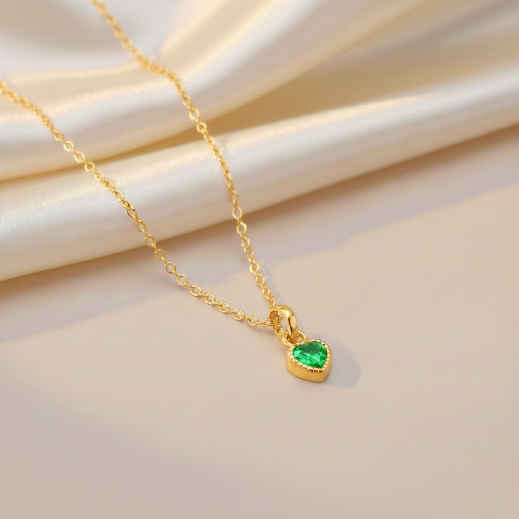 Heart Shape Pendent & Chain (Gold Polish)