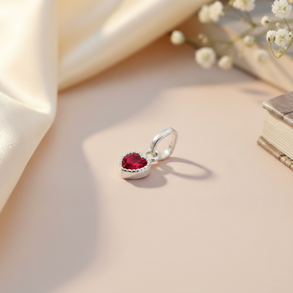 Heart Shape Pendent & Chain (Silver)