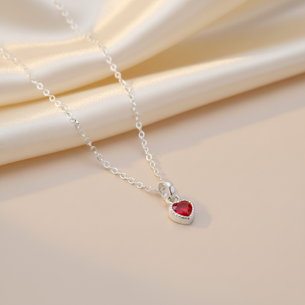 Heart Shape Pendent & Chain (Silver)