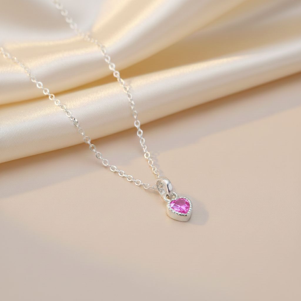 Heart Shape Pendent & Chain (Silver)