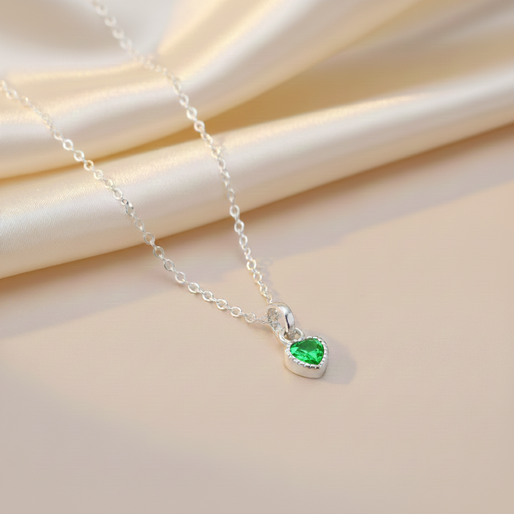Heart Shape Pendent & Chain (Silver)