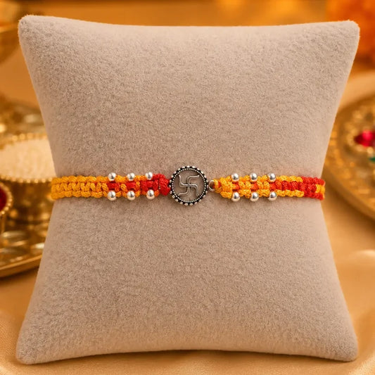 Shubh Swastik Silver Rakhi