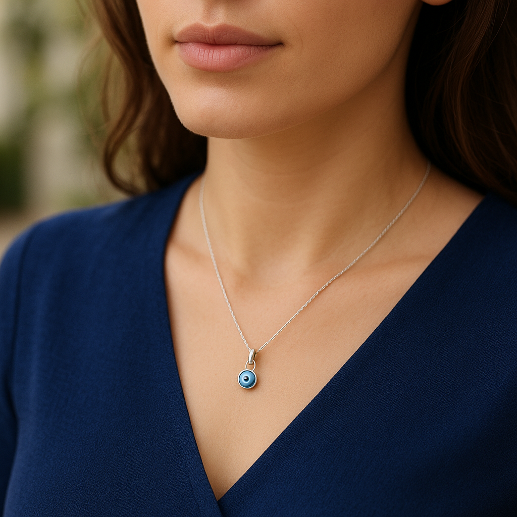 Silver Evil Eye Different Colors Pendant Necklace for Protection