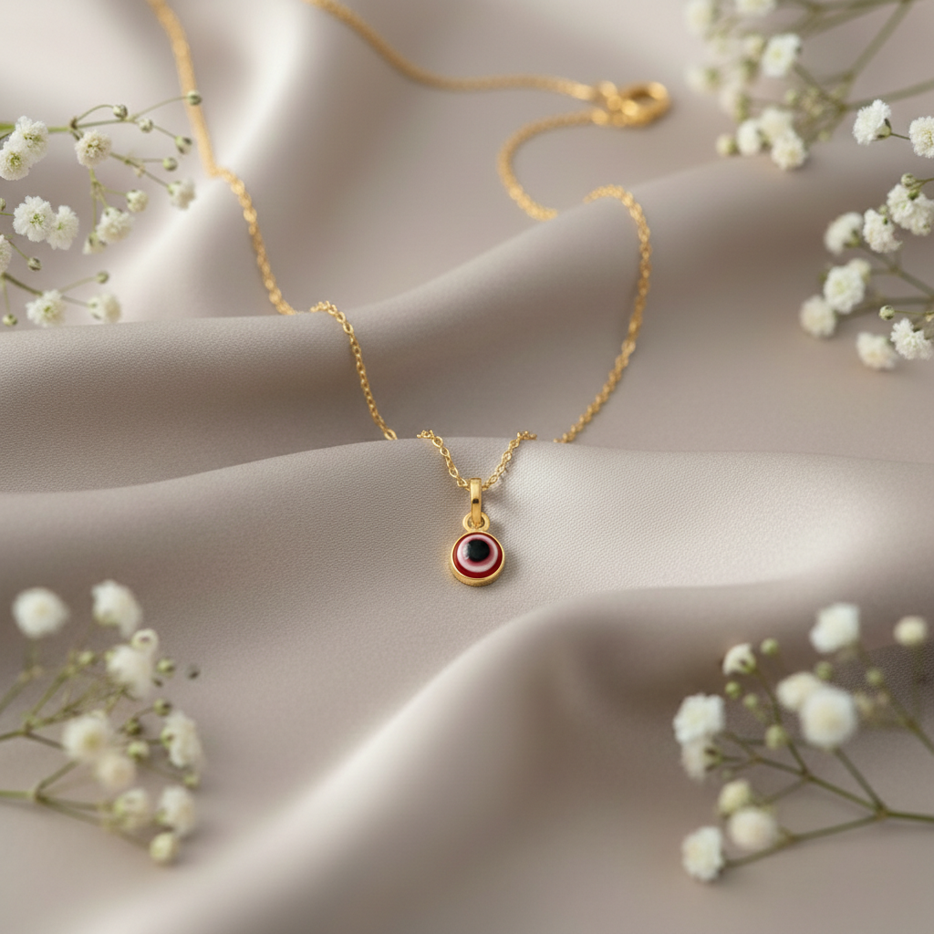 Silver Evil Eye Different Colors Pendant Gold Polish Necklace for Protection