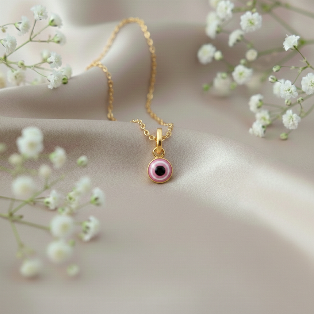 Silver Evil Eye Different Colors Pendant Gold Polish Necklace for Protection