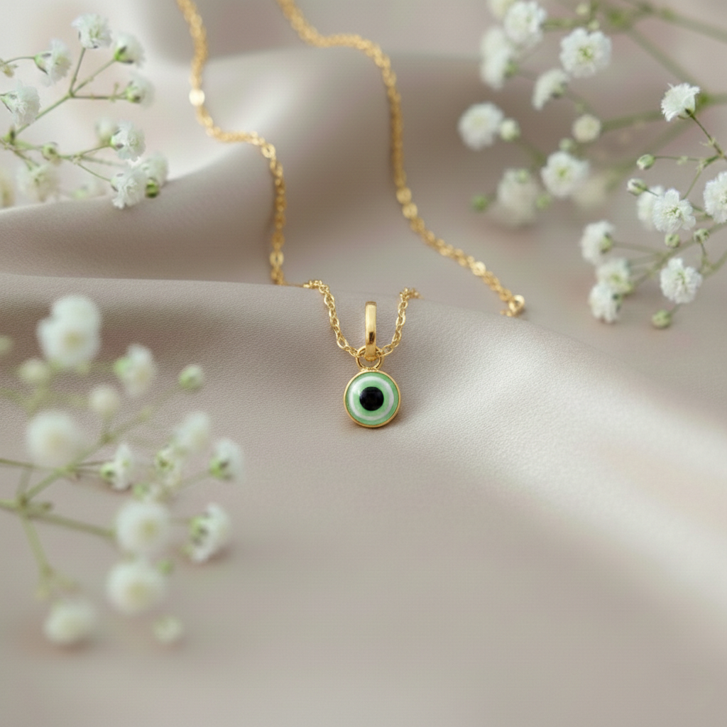 Silver Evil Eye Different Colors Pendant Gold Polish Necklace for Protection