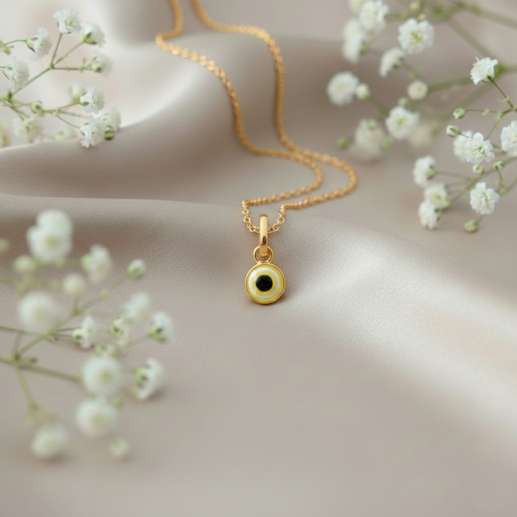 Silver Evil Eye Different Colors Pendant Gold Polish Necklace for Protection