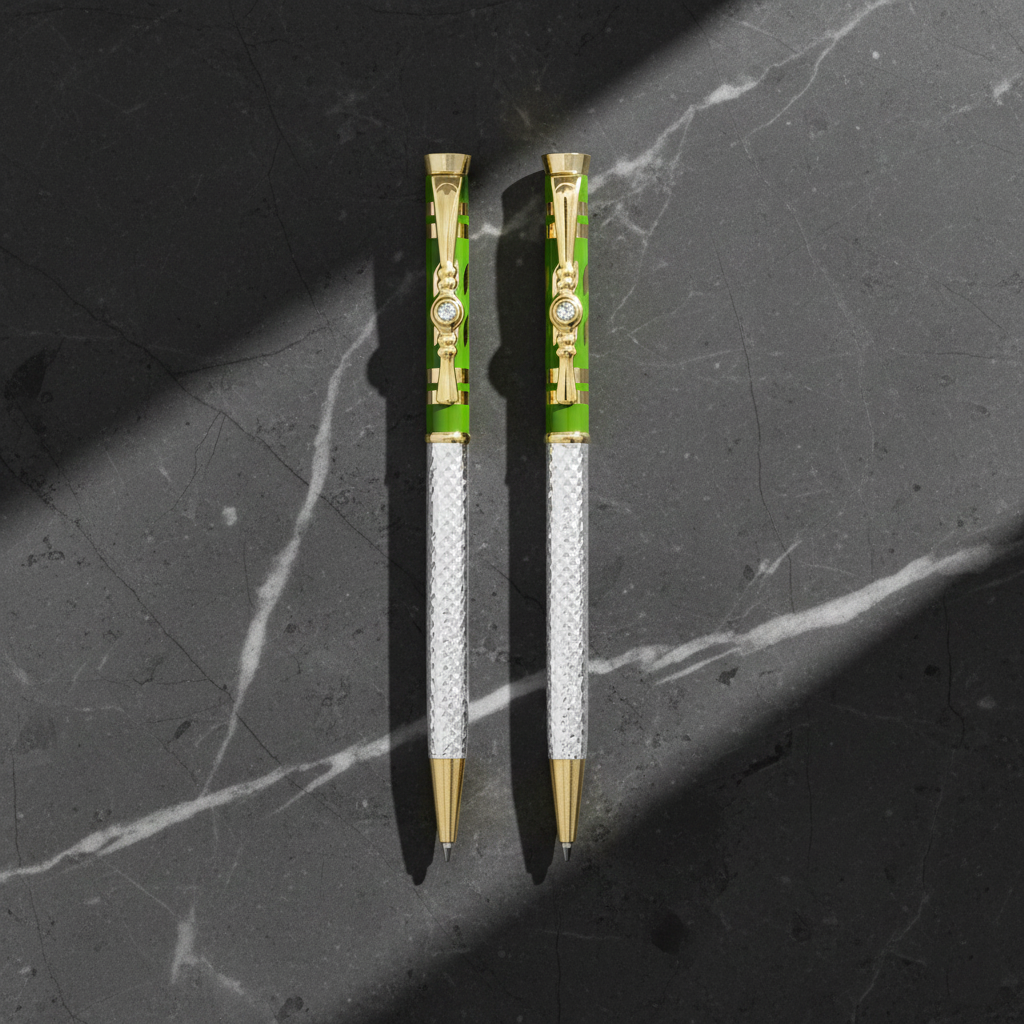 Silver Green Design Pen