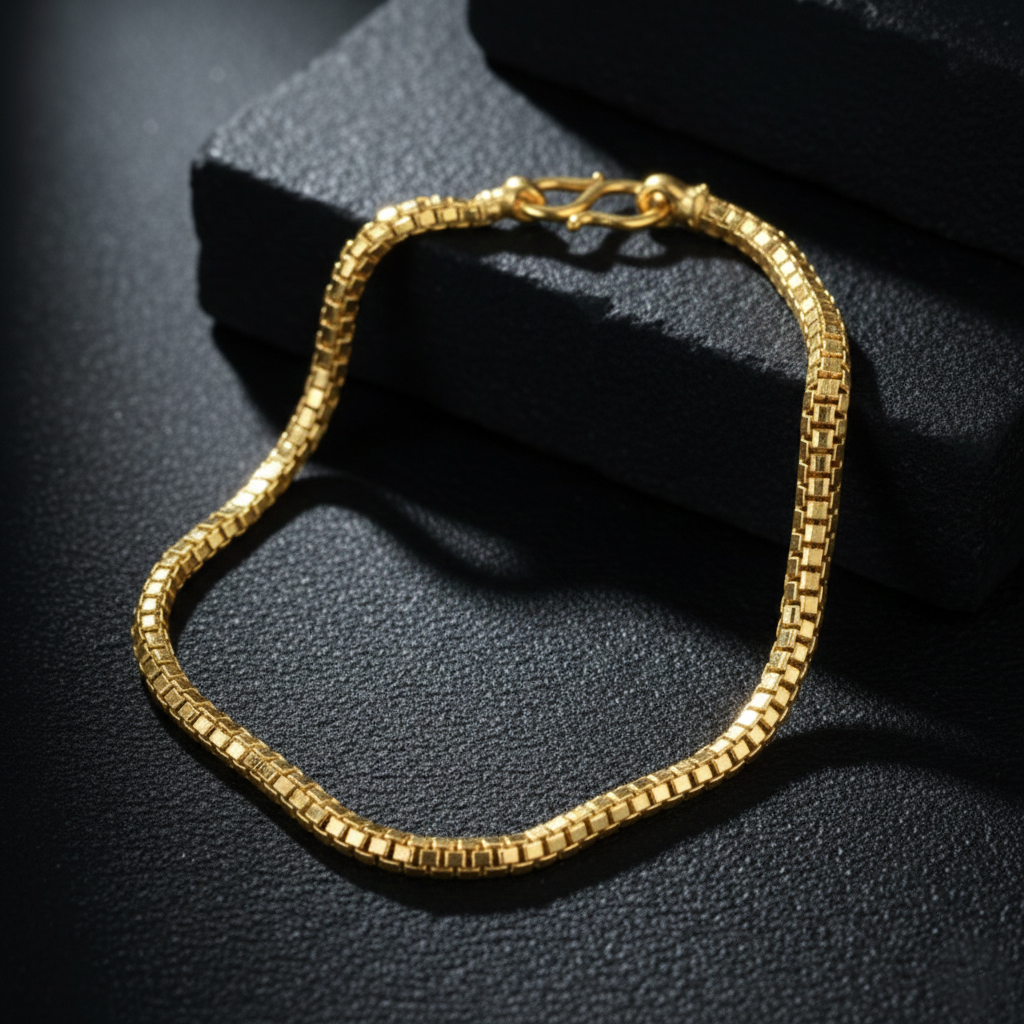 Silver Simple Square Box Design Chain Bracelet for Boys