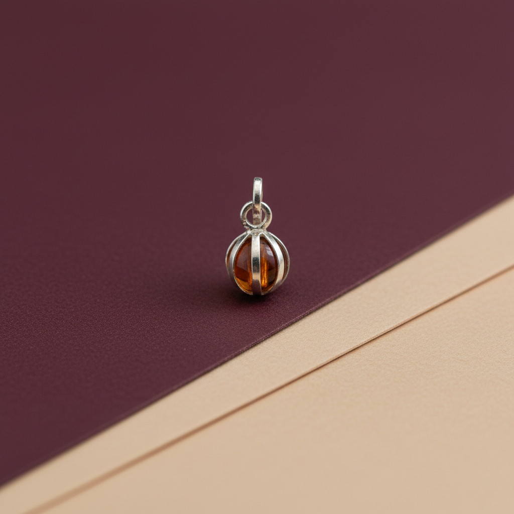 Sterling Silver Red Stone Cage Pendant