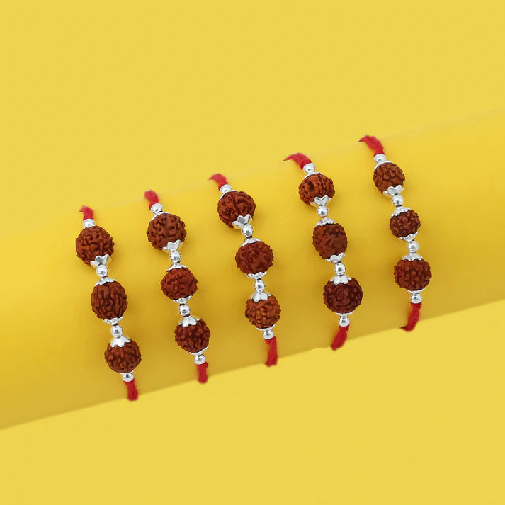 Trio Rudraksh Rakhi in Silver