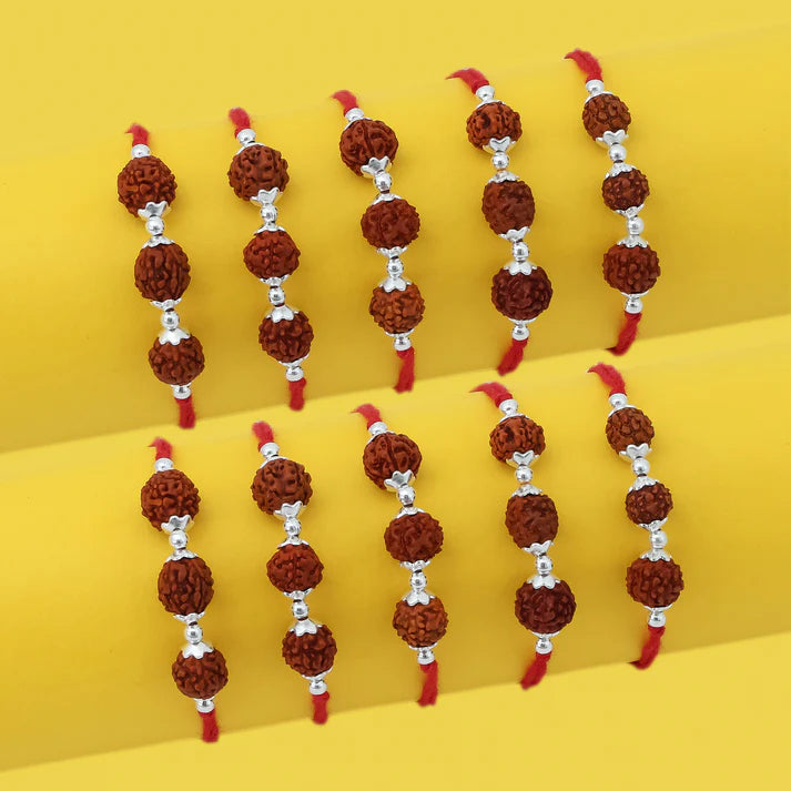 Trio Rudraksh Rakhi in Silver