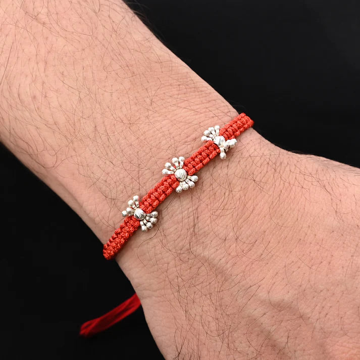 Silver Small Silver Beads Rakhi for Boys