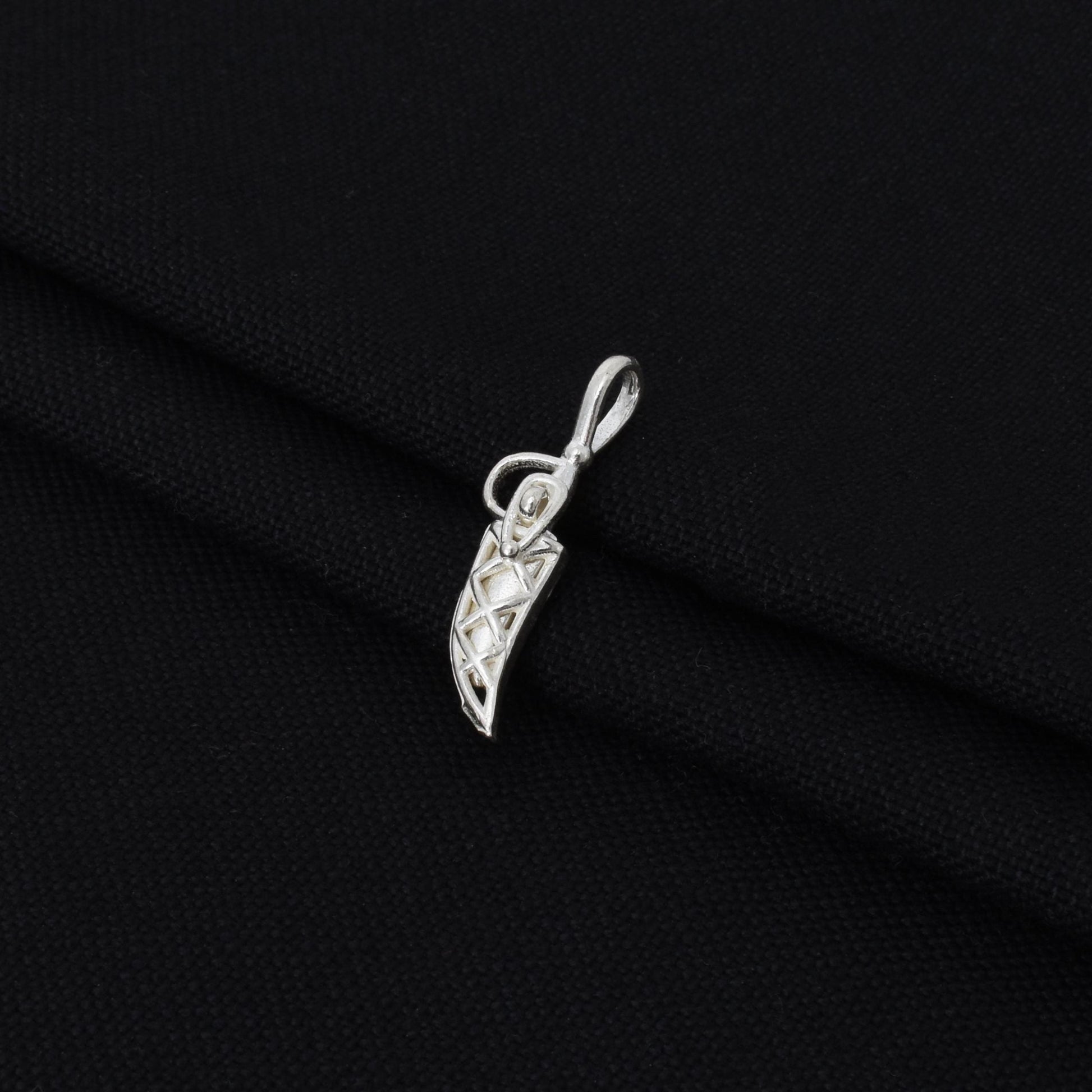 Charming silver pendant with a sleek sword and sheath motif